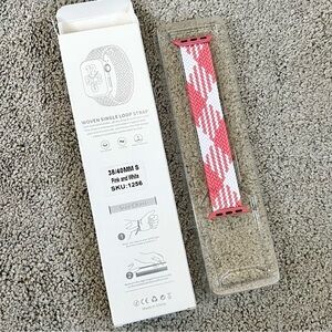 Solace Braided Loop Stretchy Apple Watch Band in Pink & White, 38/40mm